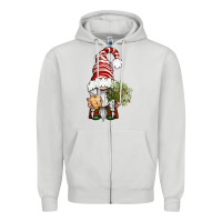 Dove Grey Christmas Gnome With Cookie Zipper Hoodie - BundleAndBundleShop