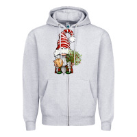 Heather Grey Christmas Gnome With Cookie Zipper Hoodie - BundleAndBundleShop