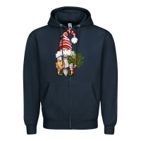 Navy Christmas Gnome With Cookie Zipper Hoodie - BundleAndBundleShop