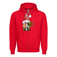 Red Christmas Gnome With Cookie Zipper Hoodie - BundleAndBundleShop