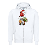 White Christmas Gnome With Cookie Zipper Hoodie - BundleAndBundleShop