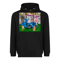 Black happy easter truck Heavyweight Hoodie - CowhideDigitalArt