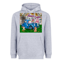Heather Grey happy easter truck Heavyweight Hoodie - CowhideDigitalArt