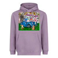 Lavender happy easter truck Heavyweight Hoodie - CowhideDigitalArt