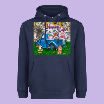 Happy Easter Truck Heavyweight Hoodie Designed By Cowhidedigitalart