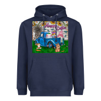 Navy happy easter truck Heavyweight Hoodie - CowhideDigitalArt