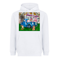 White happy easter truck Heavyweight Hoodie - CowhideDigitalArt