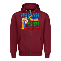 Burgundy Human Rights Are Not Optional Zipper Hoodie - BundleAndBundleShop