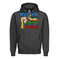 Charcoal Heather Human Rights Are Not Optional Zipper Hoodie - BundleAndBundleShop