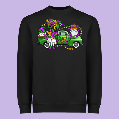 Mardi Gras Gnomes Truck Heavyweight Sweatshirt Designed By Oliviacreatesart
