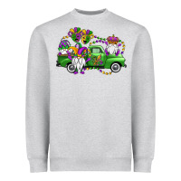 Heather Grey mardi gras gnomes truck Heavyweight Sweatshirt - OliviaCreatesArt