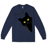 Navy black cat day halloween black cat meow Long Sleeve Tee - tuanDangUi