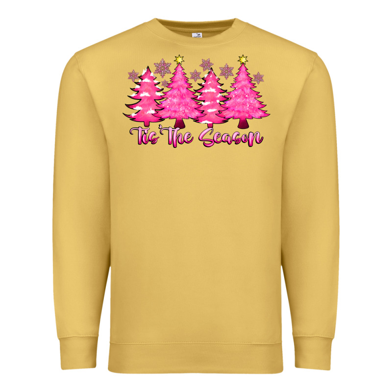 Tis The Season Pink Trees Premium Sweatshirt by CowhideDigitalArt | Teevron