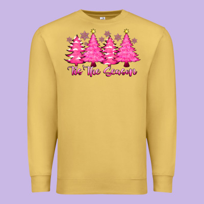 Tis The Season Pink Trees Premium Sweatshirt Designed By Cowhidedigitalart