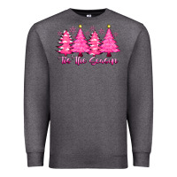 Charcoal Heather Tis the Season Pink Trees Premium Sweatshirt - CowhideDigitalArt