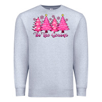 Heather Grey Tis the Season Pink Trees Premium Sweatshirt - CowhideDigitalArt