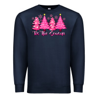 Navy Tis the Season Pink Trees Premium Sweatshirt - CowhideDigitalArt
