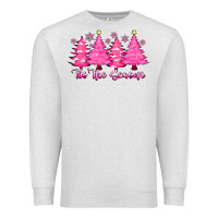Oatmeal Heather Tis the Season Pink Trees Premium Sweatshirt - CowhideDigitalArt