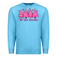 Ocean Blue Tis the Season Pink Trees Premium Sweatshirt - CowhideDigitalArt