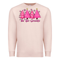 Pale Pink Tis the Season Pink Trees Premium Sweatshirt - CowhideDigitalArt