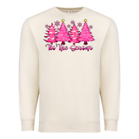 Sandshell Tis the Season Pink Trees Premium Sweatshirt - CowhideDigitalArt