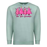 Seafoam Tis the Season Pink Trees Premium Sweatshirt - CowhideDigitalArt
