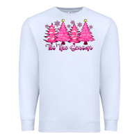 White Tis the Season Pink Trees Premium Sweatshirt - CowhideDigitalArt