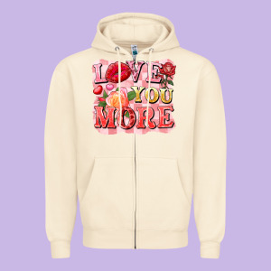 Love You More Zipper Hoodie Designed By Fadigitalartstudio