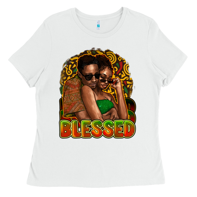 Black Couple Blessed Ladies Tee by NancyCooperArtShop | Teevron