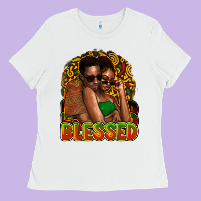 Black Couple Blessed Ladies Tee Designed By Nancycooperartshop