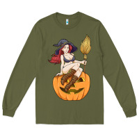 Army Green sexy witch halloween costume blackcraft pumpkin wi Long Sleeve Tee - tuanDangUi