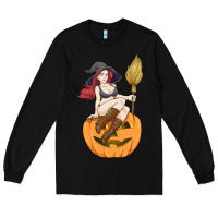 Sexy Witch Halloween Costume Blackcraft Pumpkin Wi Long Sleeve Tee | Teevron