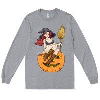Heather Grey sexy witch halloween costume blackcraft pumpkin wi Long Sleeve Tee - tuanDangUi