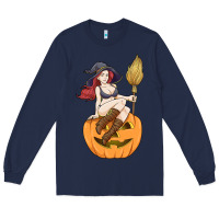 Navy sexy witch halloween costume blackcraft pumpkin wi Long Sleeve Tee - tuanDangUi