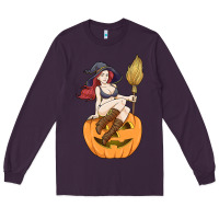 Plum sexy witch halloween costume blackcraft pumpkin wi Long Sleeve Tee - tuanDangUi