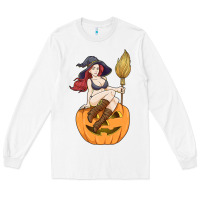 White sexy witch halloween costume blackcraft pumpkin wi Long Sleeve Tee - tuanDangUi