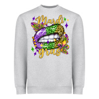 Heather Grey mardi gras with  lip olivia Heavyweight Sweatshirt - OliviaCreatesArt