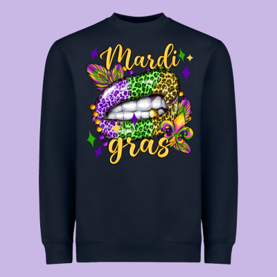 Mardi Gras With  Lip Olivia Heavyweight Sweatshirt Designed By Oliviacreatesart