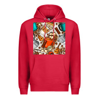 Cardinal camping coffee cups marshmallow and moka pot with leopard seamless pat Premium Hoodie - BundleAndBundleShop