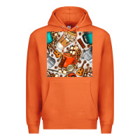 Carrot camping coffee cups marshmallow and moka pot with leopard seamless pat Premium Hoodie - BundleAndBundleShop