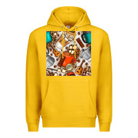 Lemon camping coffee cups marshmallow and moka pot with leopard seamless pat Premium Hoodie - BundleAndBundleShop