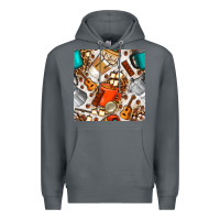 Rock camping coffee cups marshmallow and moka pot with leopard seamless pat Premium Hoodie - BundleAndBundleShop