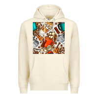 Sandshell camping coffee cups marshmallow and moka pot with leopard seamless pat Premium Hoodie - BundleAndBundleShop
