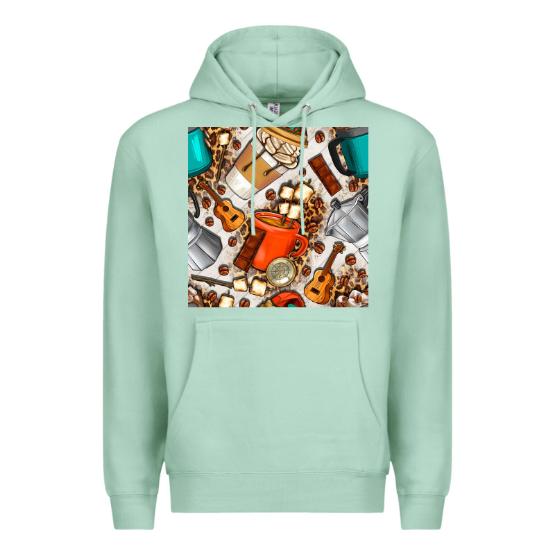 Camping Coffee Cups Marshmallow And Moka Pot With Leopard Seamless Pat Premium Hoodie by BundleAndBundleShop | Teevron