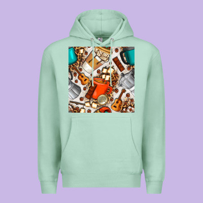 Camping Coffee Cups Marshmallow And Moka Pot With Leopard Seamless Pat Premium Hoodie Designed By Bundleandbundleshop