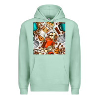 Seafoam camping coffee cups marshmallow and moka pot with leopard seamless pat Premium Hoodie - BundleAndBundleShop