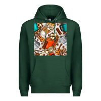 Sports Green camping coffee cups marshmallow and moka pot with leopard seamless pat Premium Hoodie - BundleAndBundleShop
