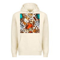 Tofu camping coffee cups marshmallow and moka pot with leopard seamless pat Premium Hoodie - BundleAndBundleShop