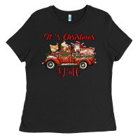 Black it's christmas y'all truck with farm animals Ladies Tee - RanaPortraitStore