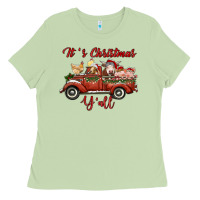 It's Christmas Y'all Truck With Farm Animals Ladies Tee | Teevron